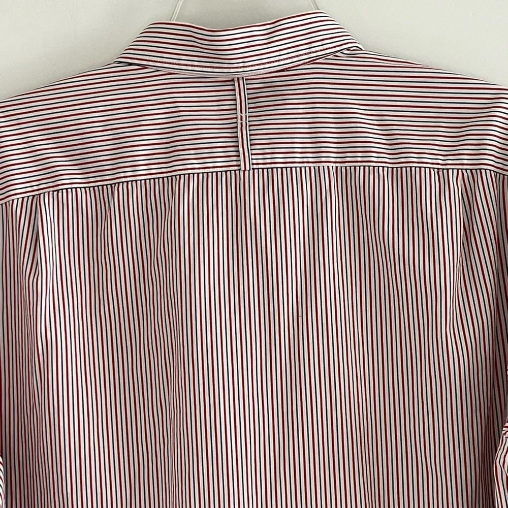 Banana Republic Soft Wash Button Up Shirt Red White Blue Pinstripe Cotton Mens L